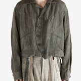 Green jacket worn by a person, showing the jacket fit