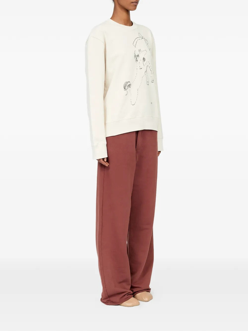 Tan knitwear, full body view