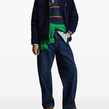 Blue jacket, full body view