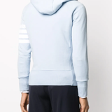 Blue coat worn by a person, showing the coat fit