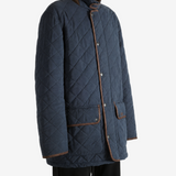 Navy jacket, full body view