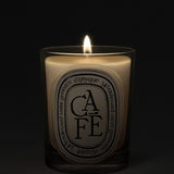 Close up of cafe candles, showing texture of the fabric