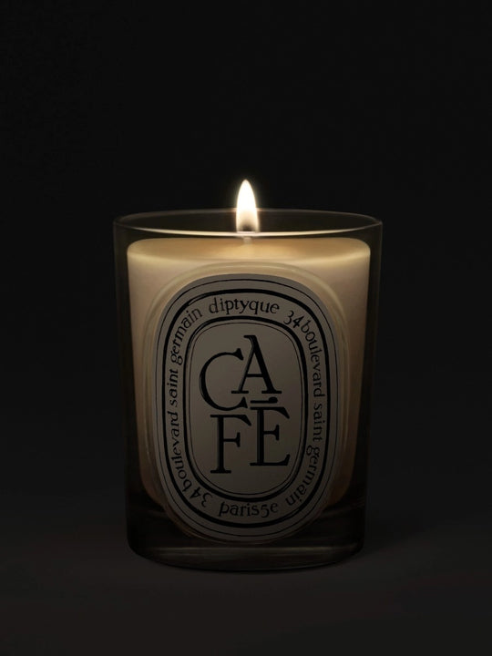 Close up of cafe candles, showing texture of the fabric