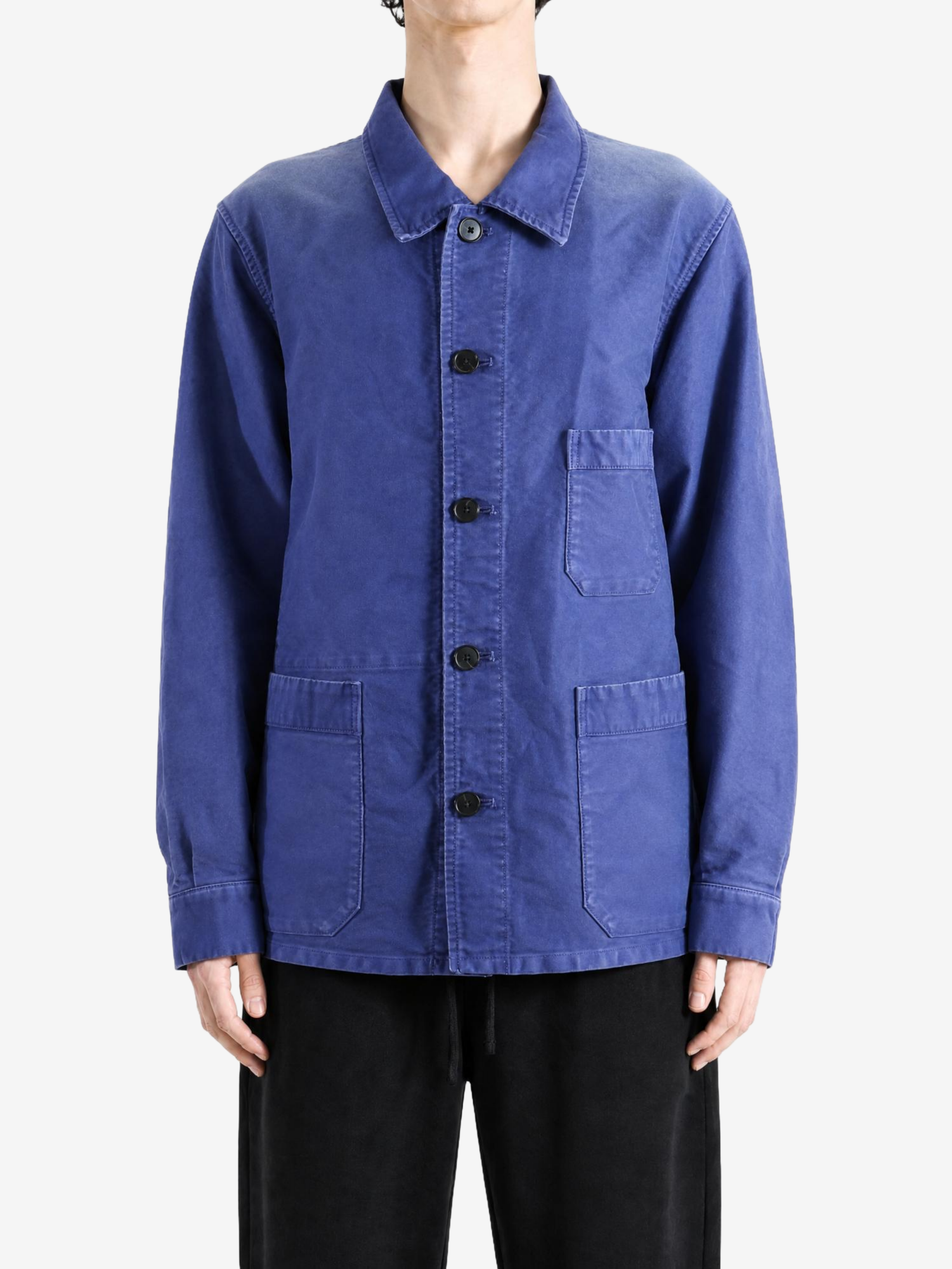 Blue jacket, full body view