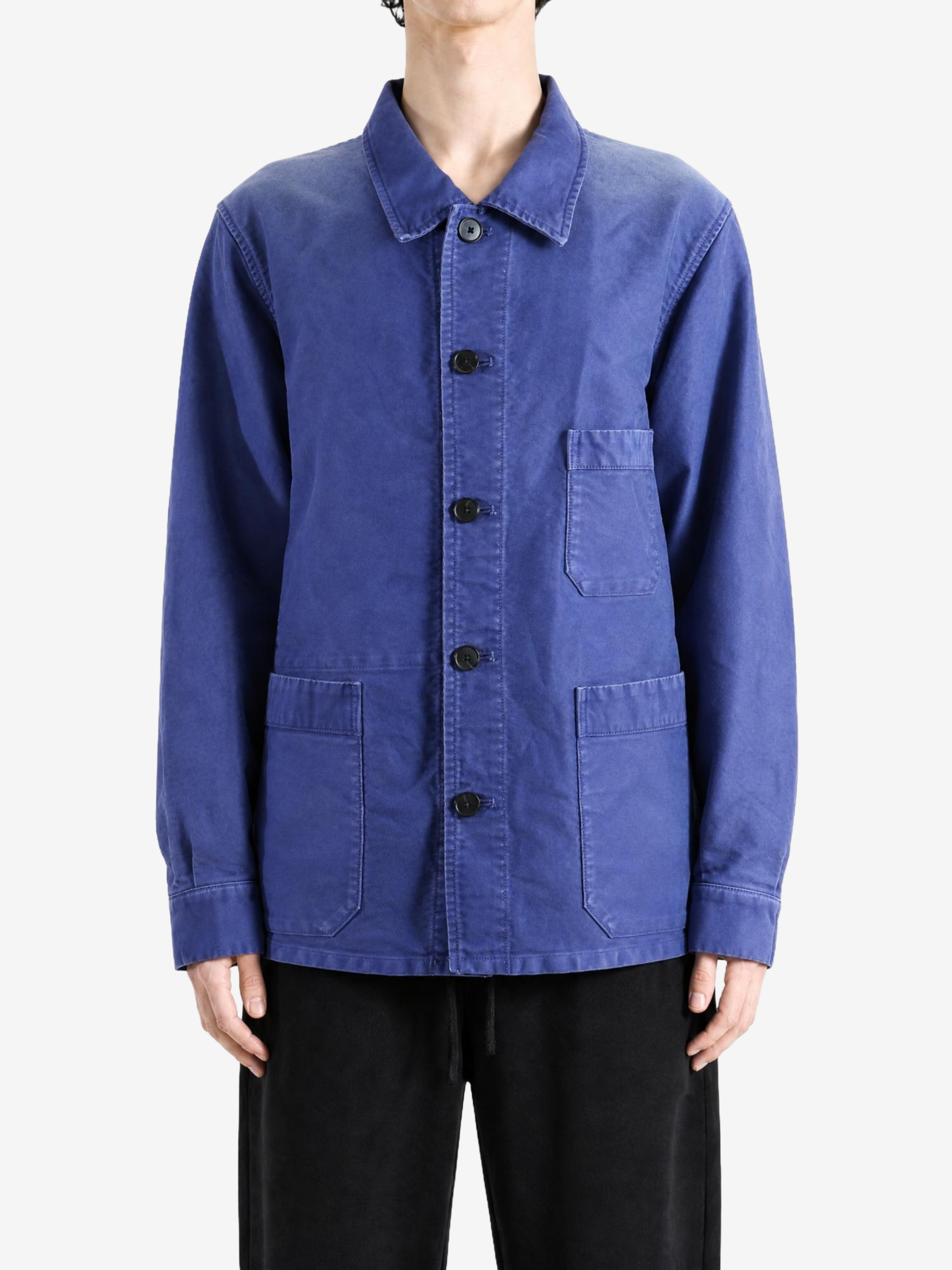 Blue jacket, full body view