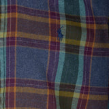 Close up of Blue shirt, showing texture of the 100% cotton fabric