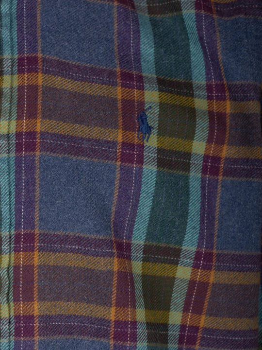 Close up of Blue shirt, showing texture of the 100% cotton fabric