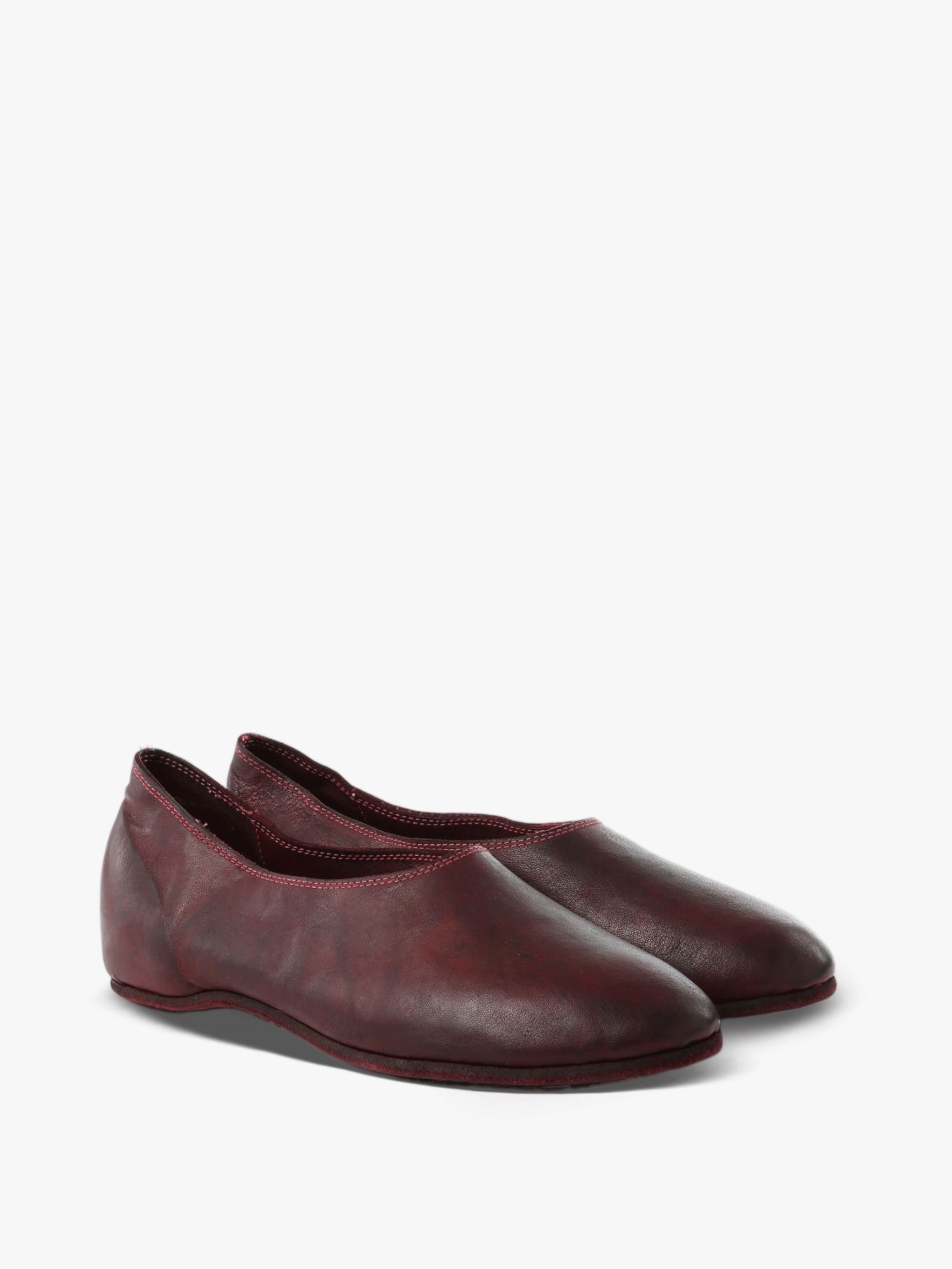 Burgundy shoes, front view