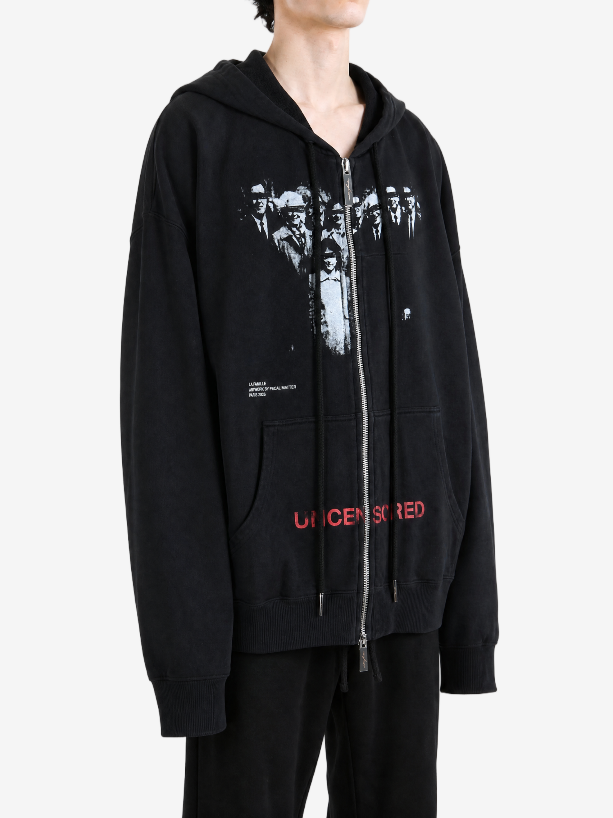 Black hoodie, full body view