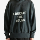 Black hoodie worn by a person, showing the hoodie's fit