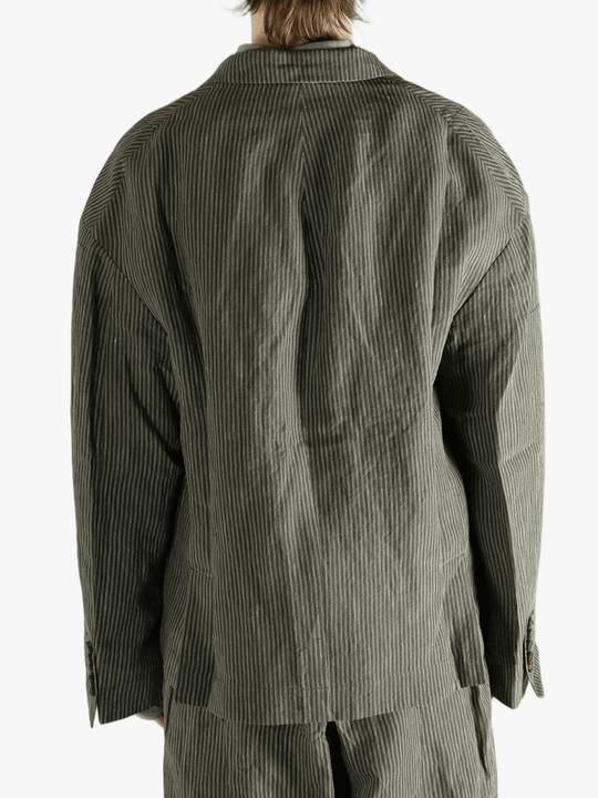 Green jackets worn by a person, showing the jackets fit