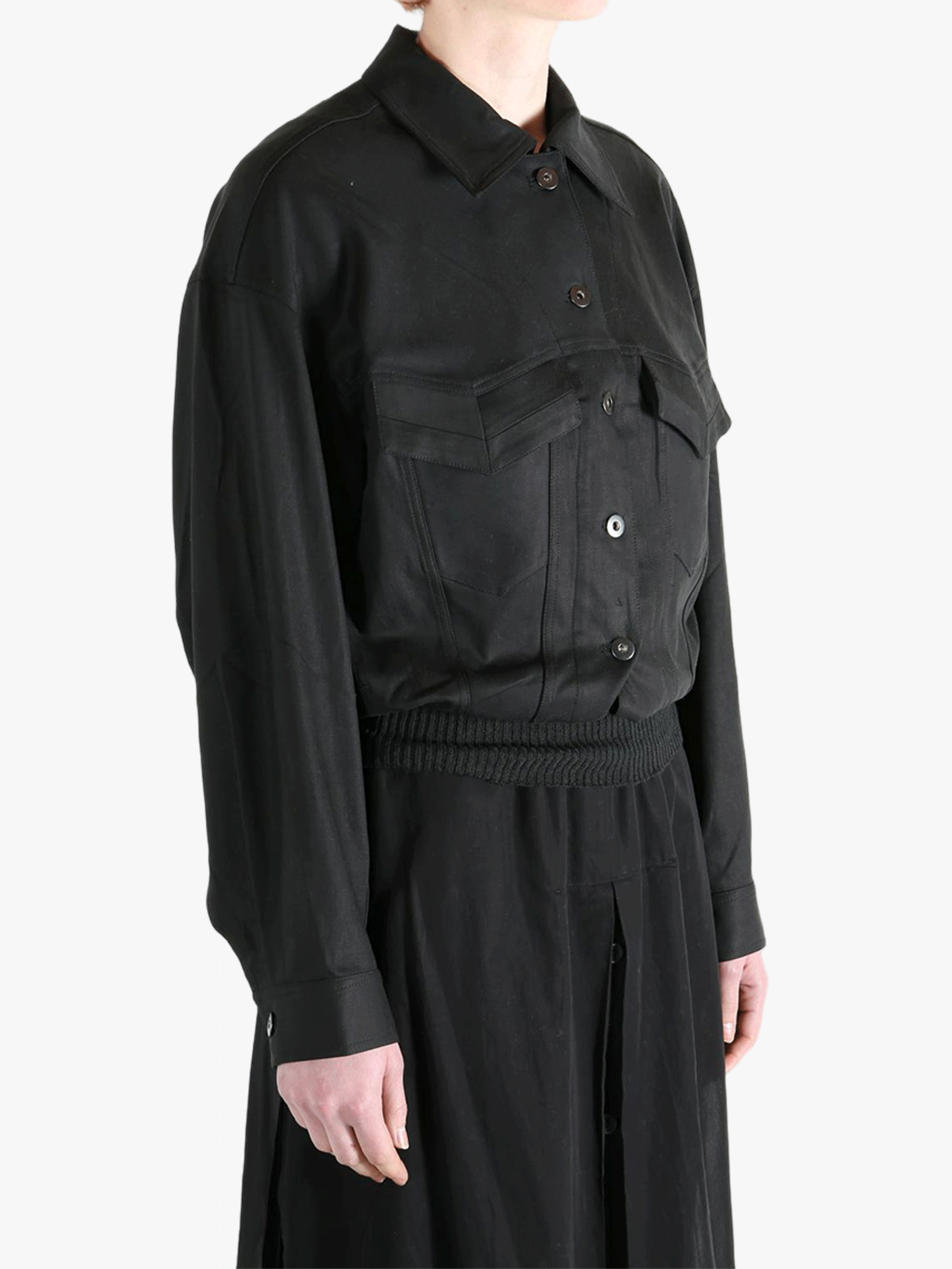 black jackets-coats worn by a person, showing the jackets-coats fit