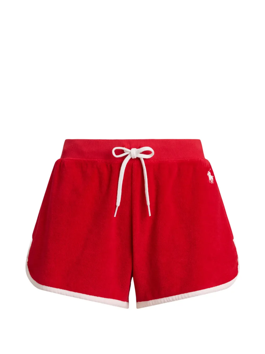 Red short, front view