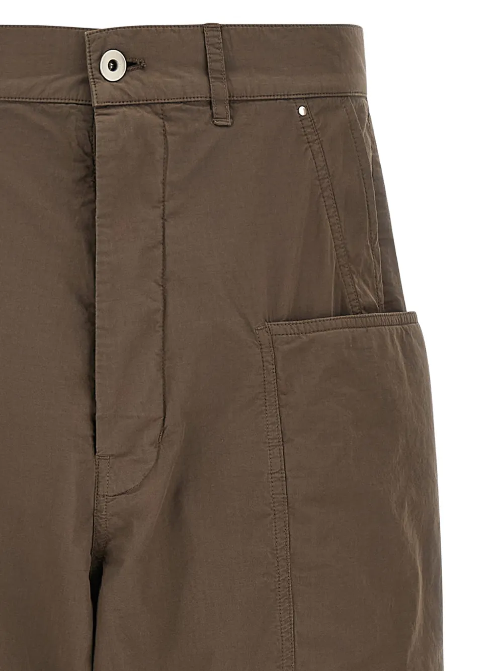 Close up of brown pants,showing texture of the cotton fabric