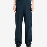 Navy pants, full body view