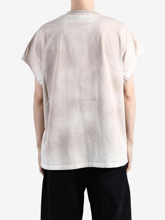 Tan t-shirt, full body view