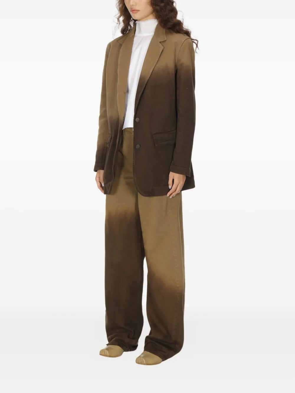 Brown jackets, full body view