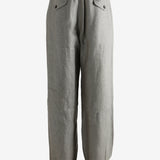 Grey pants worn by a person, showing the pants' fit