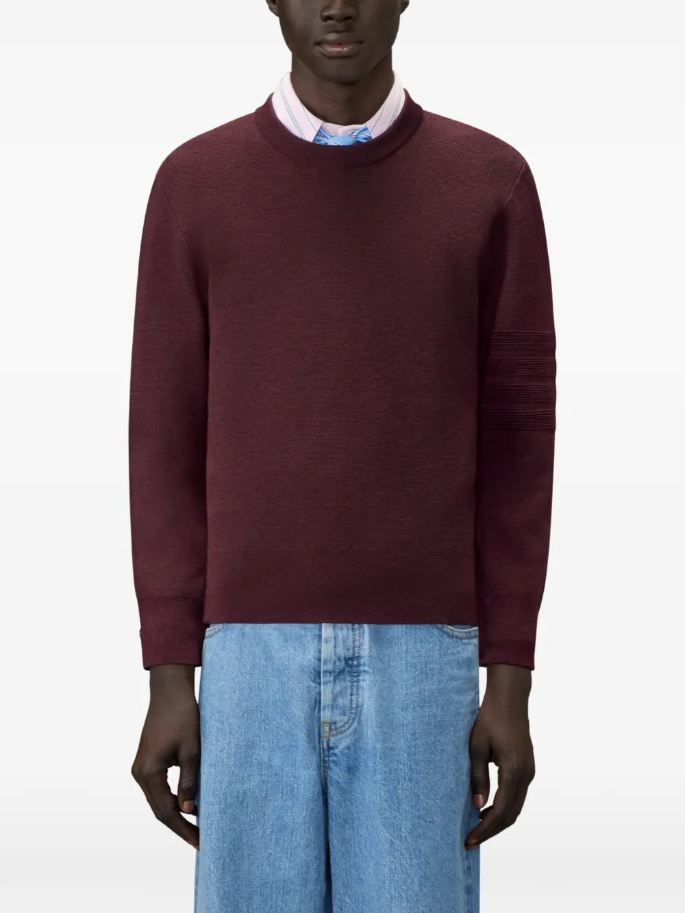 Burgundy knitwear, front view