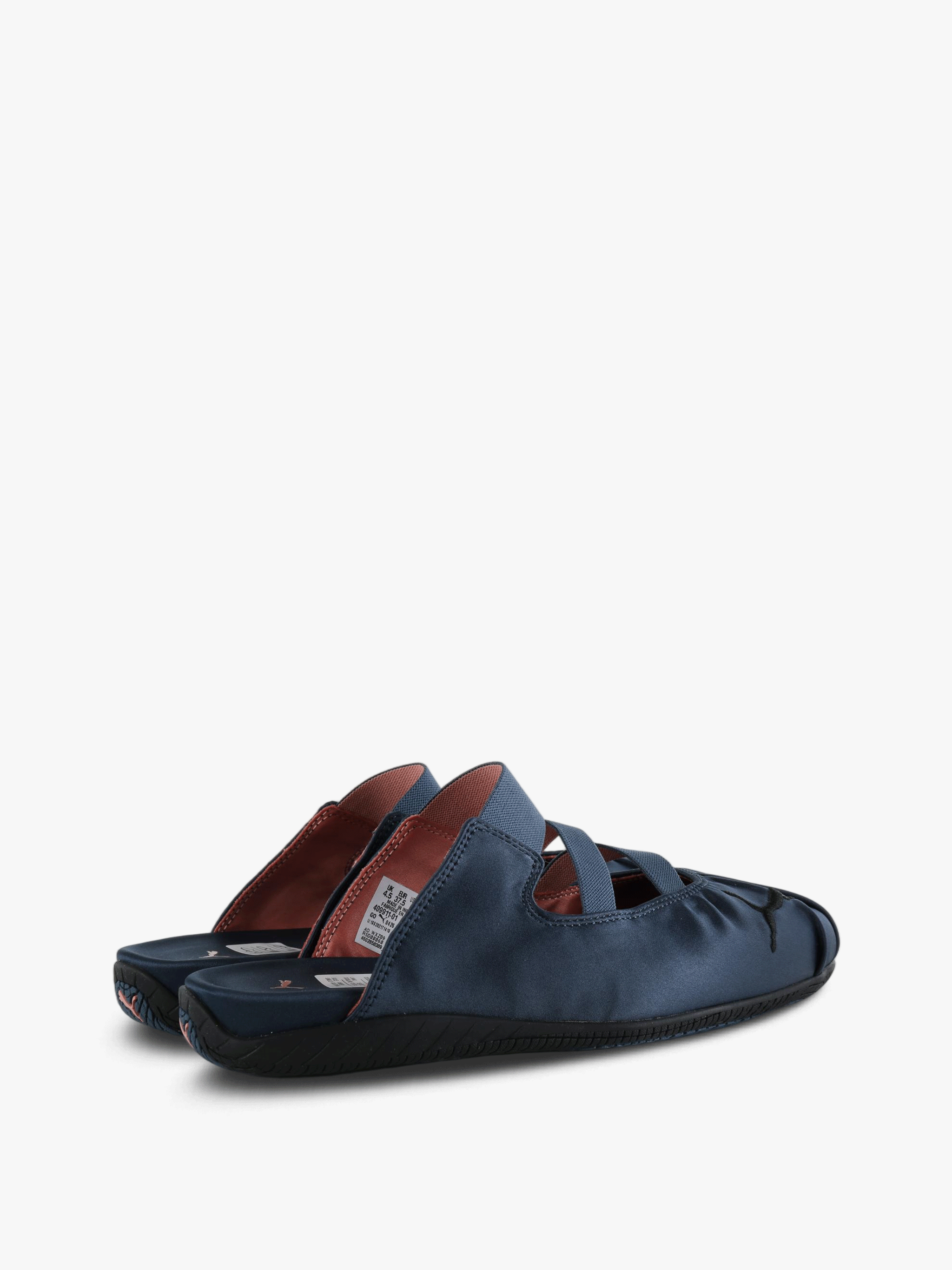 Navy shoes, side view