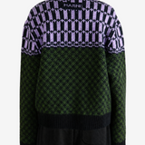 Green knitwear, full body view