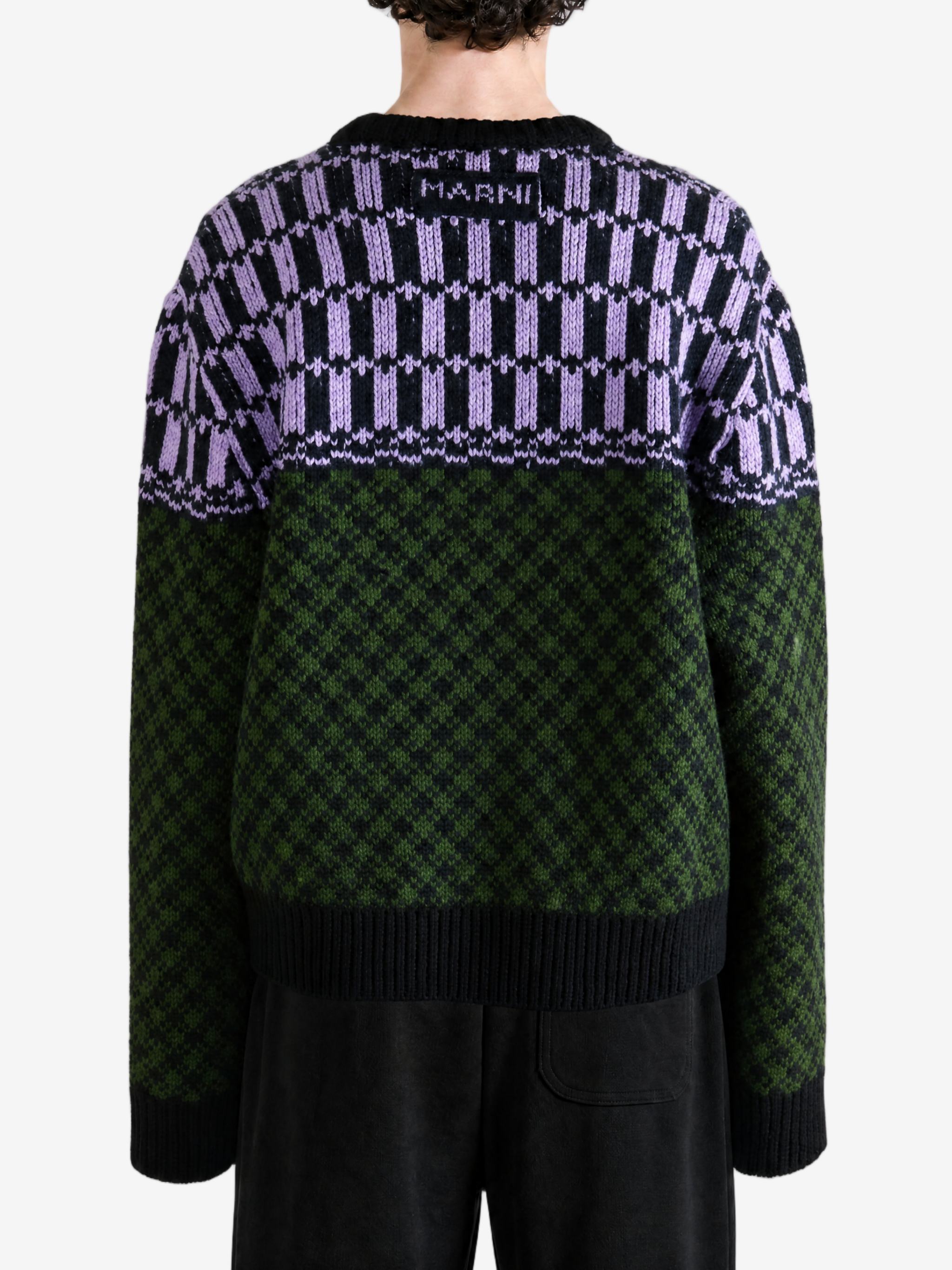 Green knitwear, full body view