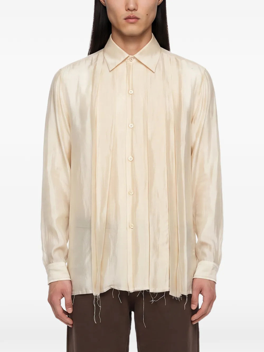 Tan shirt, full body view