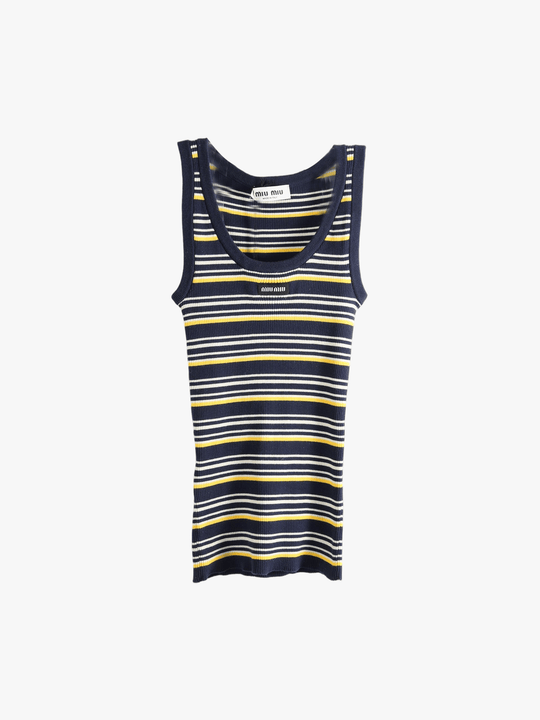 Navy top, front view