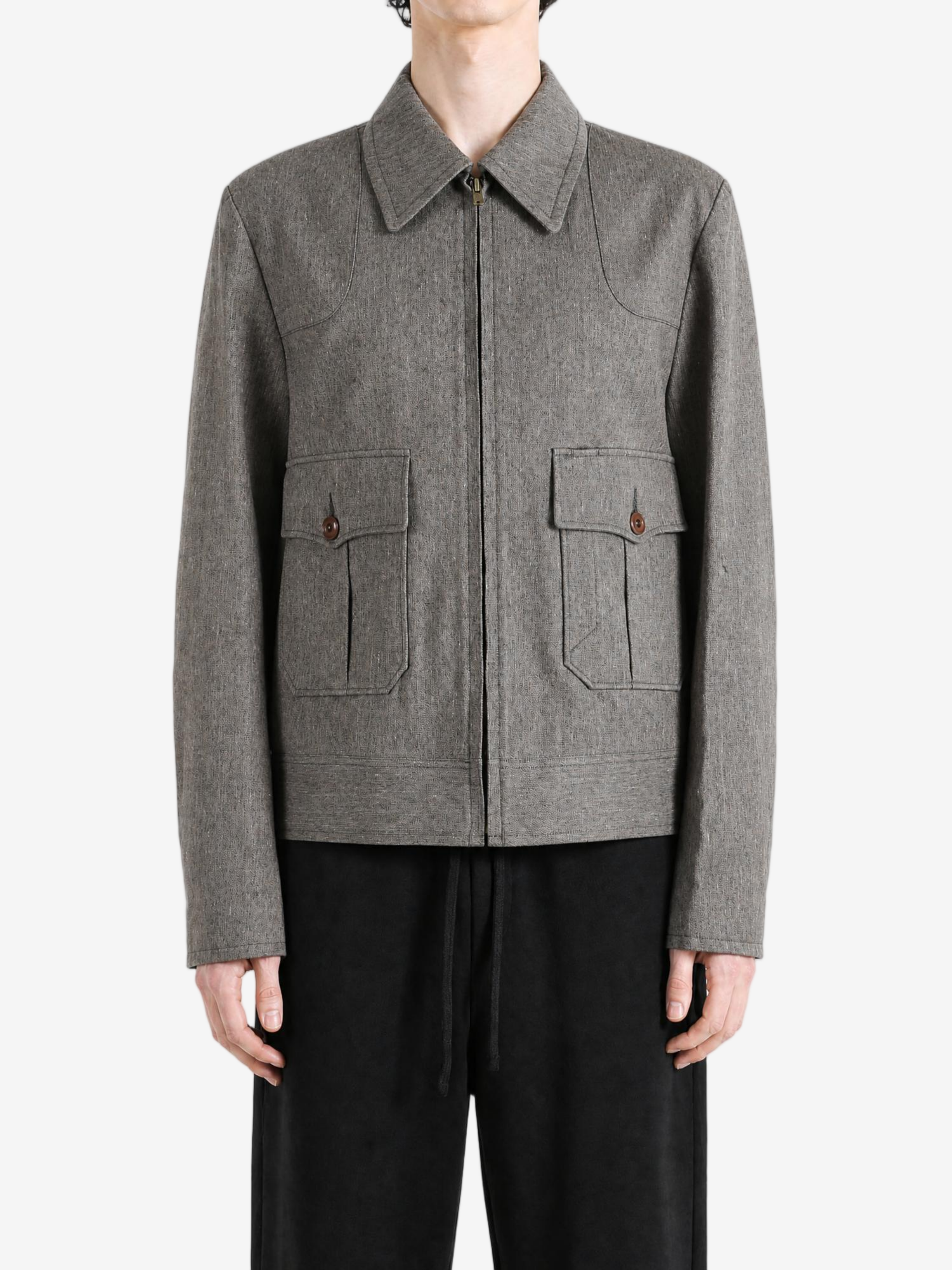 Grey jacket, full body view