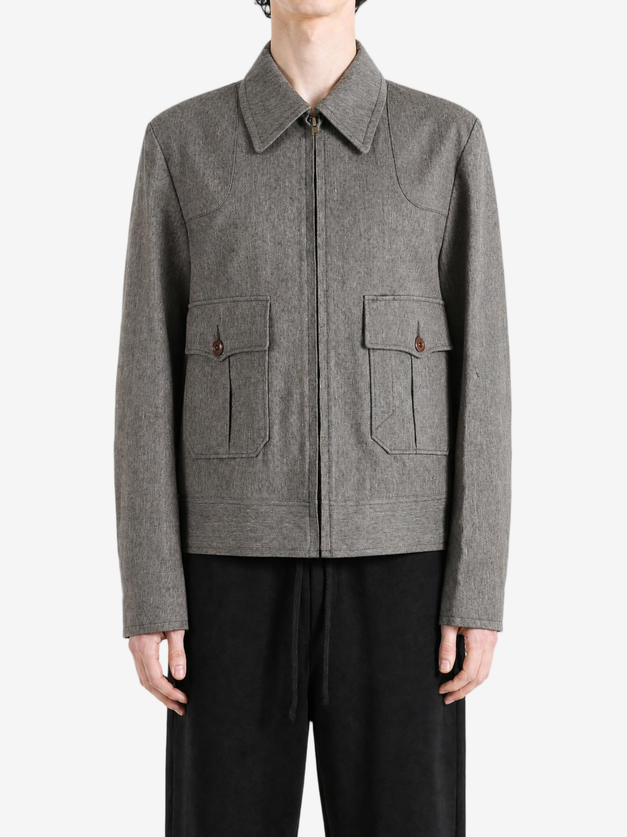 Grey jacket, full body view