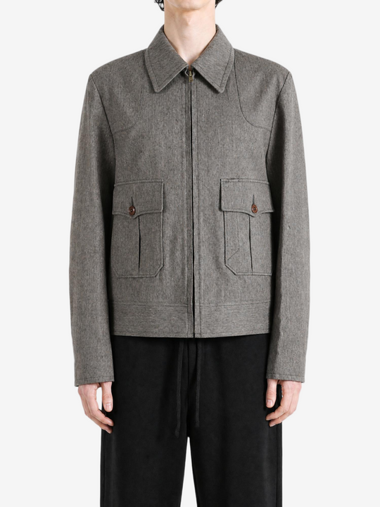 Grey jacket, full body view