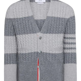 THOM BROWNE - Men 4 Bar Stripe Classic V Neck Cardigan