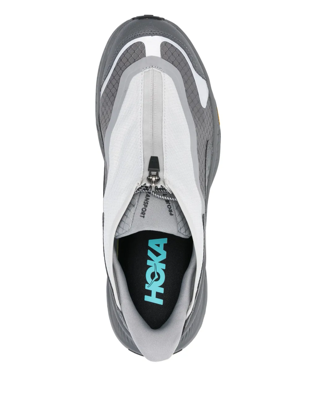 Grey sneakers, upper view