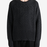 Grey knitwear, full body view