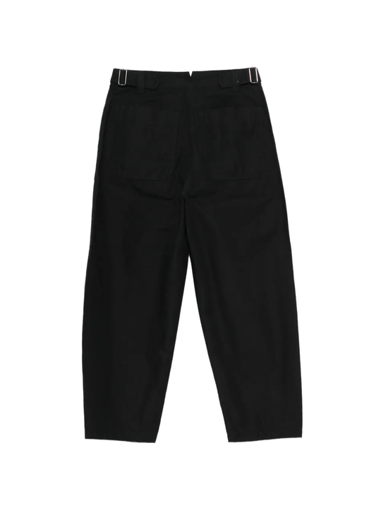 Black pants, back view showing realxed fit