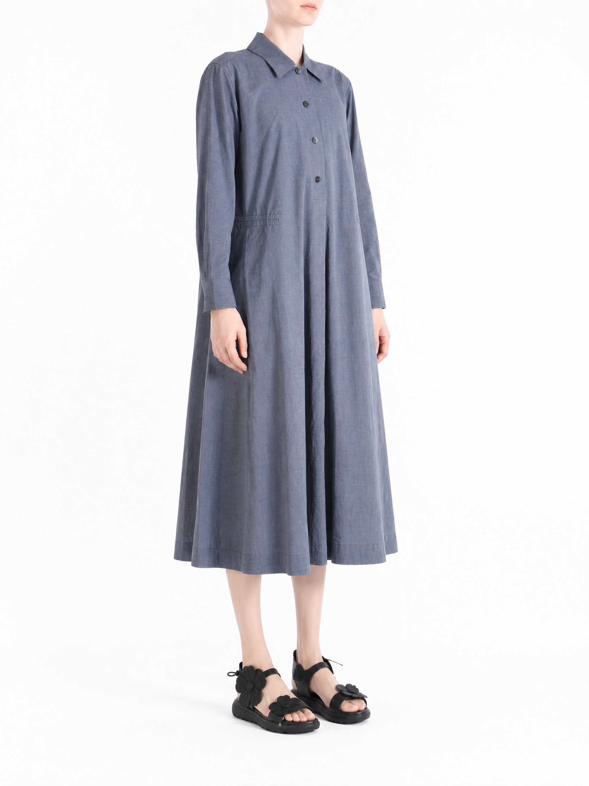 Navy dress, full body view