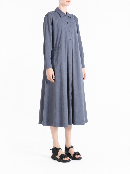 Navy dress, full body view