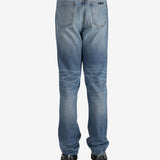 Blue jeans worn by a person, showing the jeans's fit