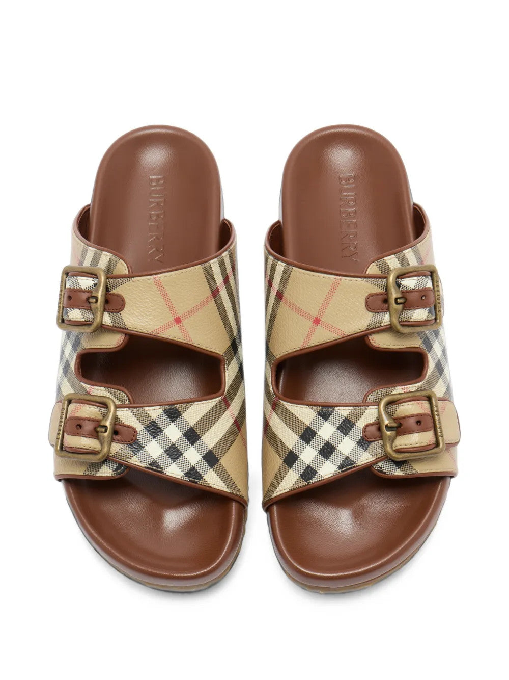 Tan sandals, front view