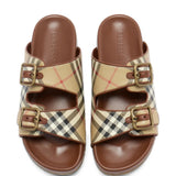 Tan sandals, front view