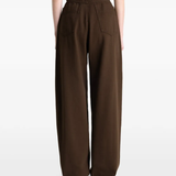 Brown pants worn by a person, showing the pants fit