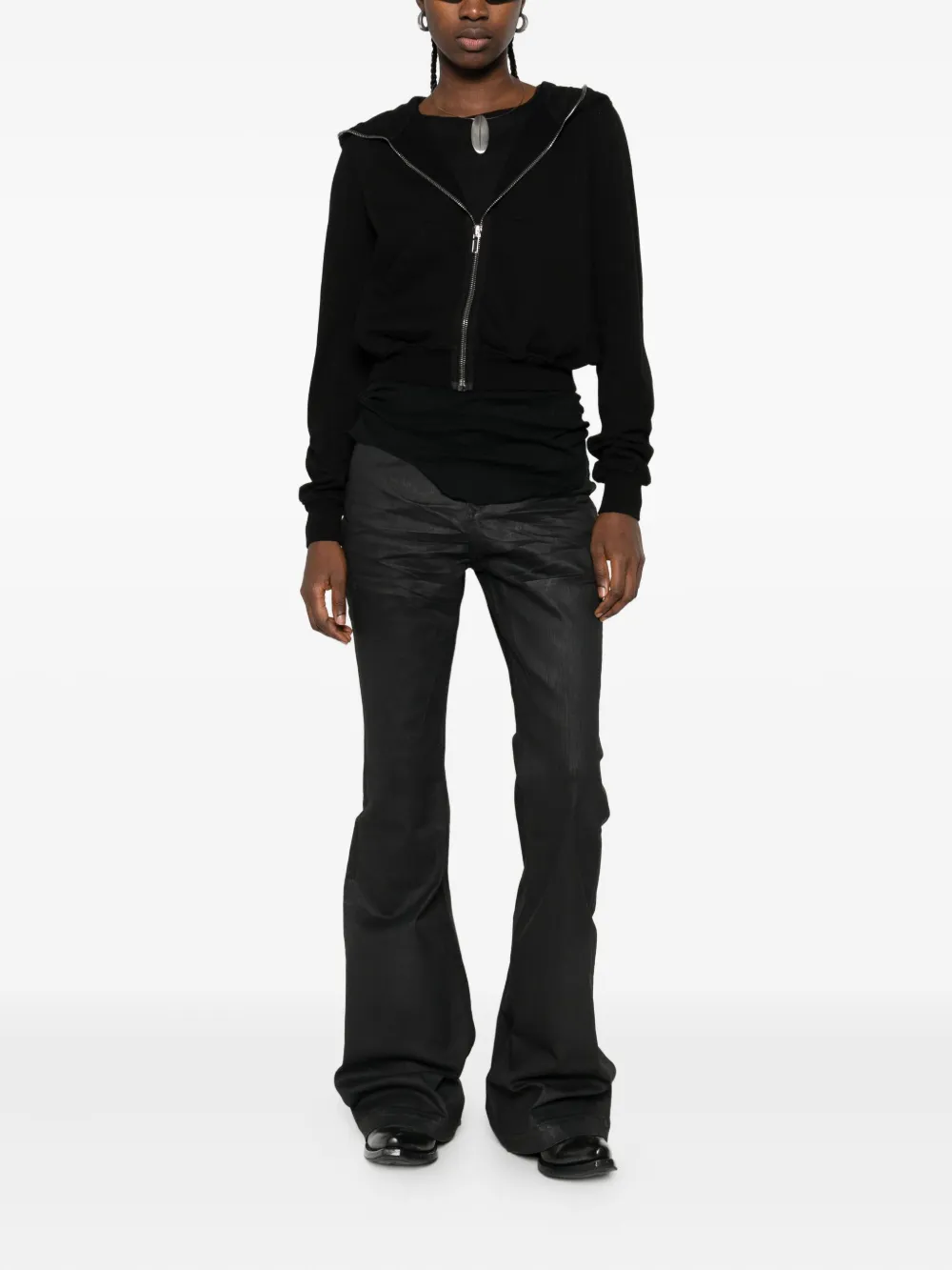 Black hoodie, full body view