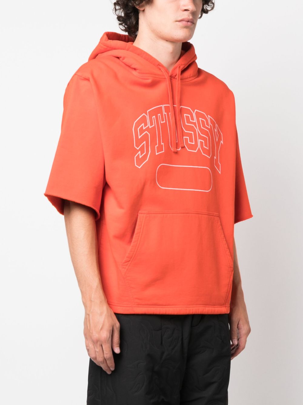 Stussy SS Boxy Cropped Hoodie Orange