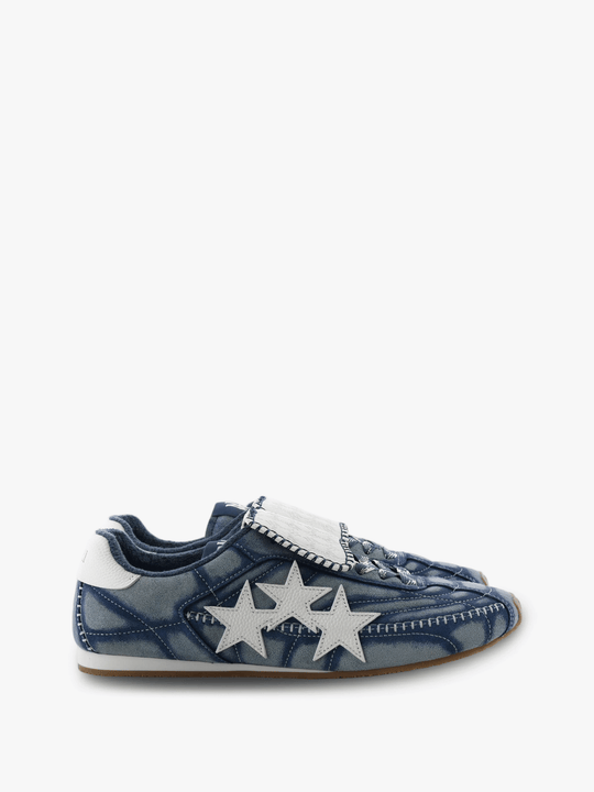 Navy shoes, side view