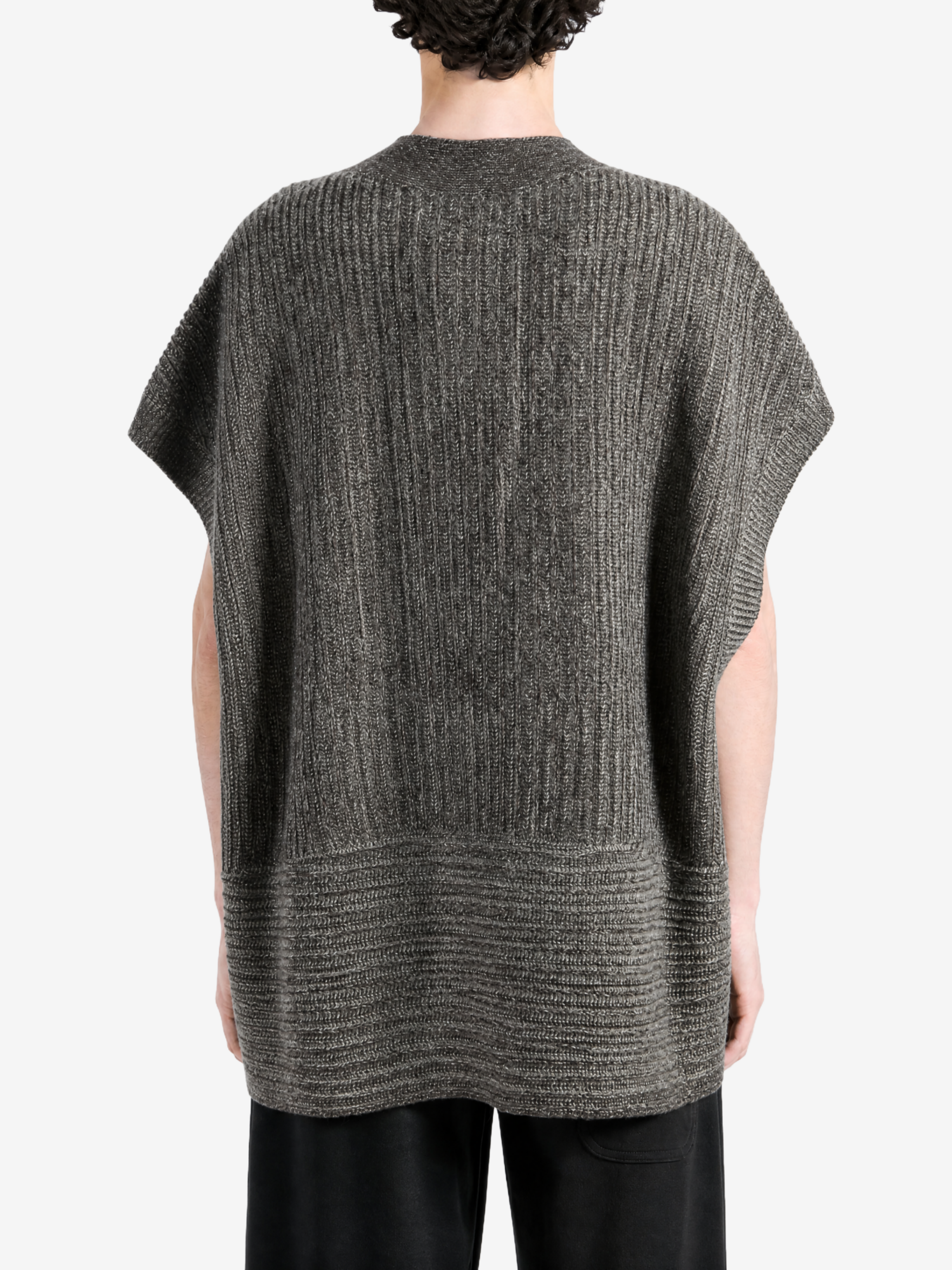 Grey knitwear, full body view