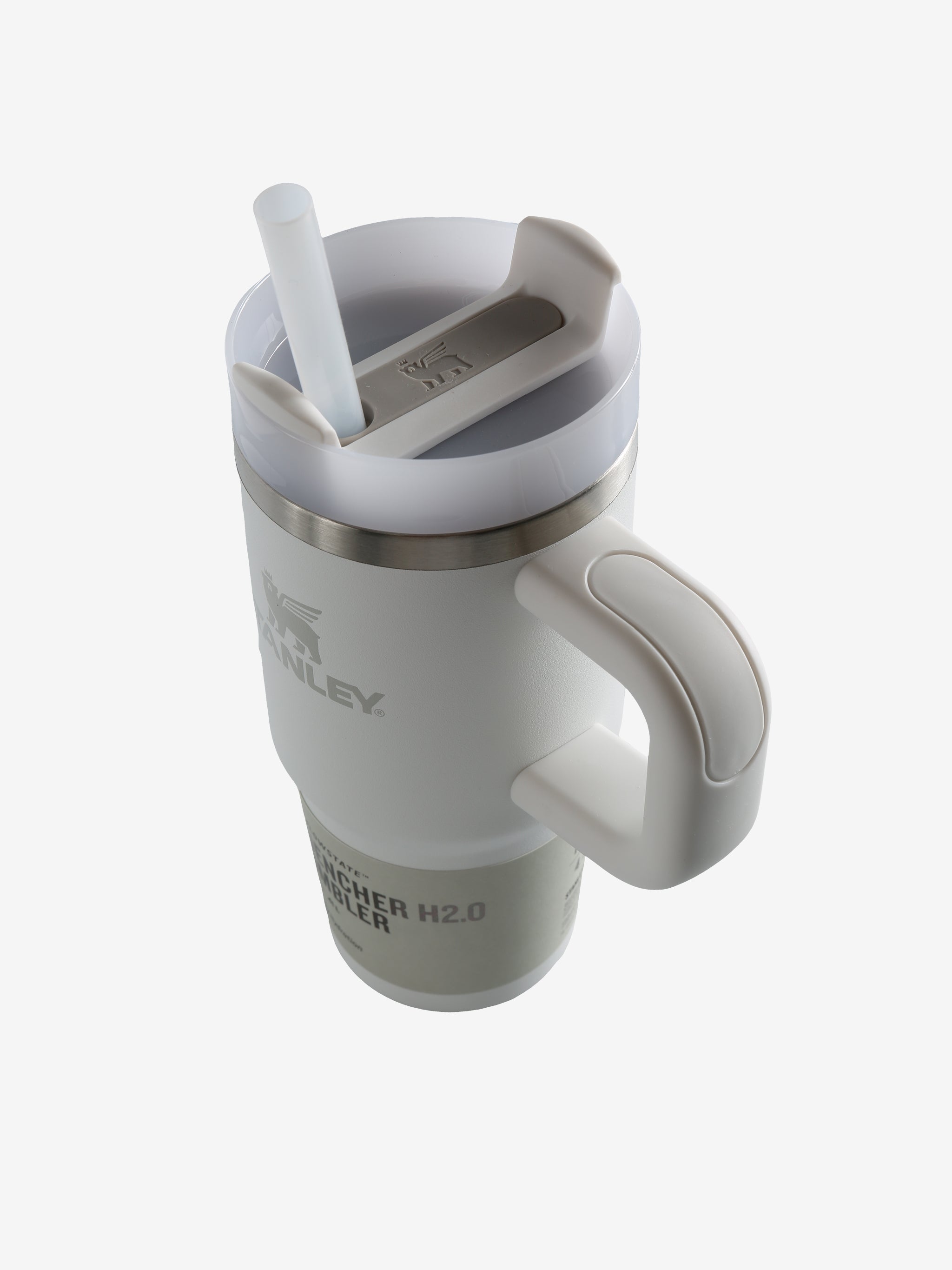 Tan tumbler, side view