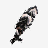 Close up of black scarves, showing texture of the mohair fabric