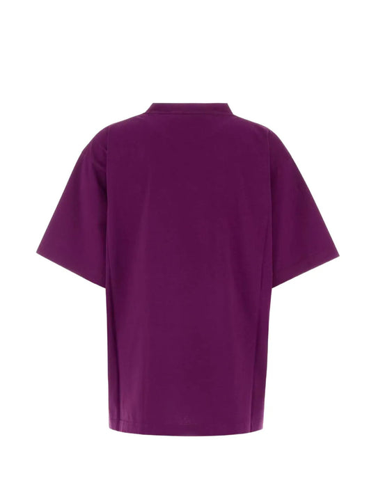 Purple t-shirt, back view