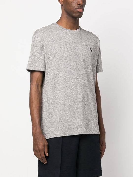 Grey shirt worn by a person, showing the shirt fit