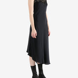 Black dress worn by a person, showing the dress's fit
